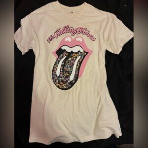 the Rolling Stones Pink Floral Tongue Kids Tee